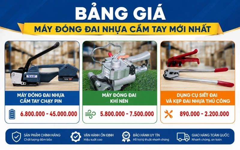 Bảng giá máy đóng đai nhựa cầm tay mới nhất  